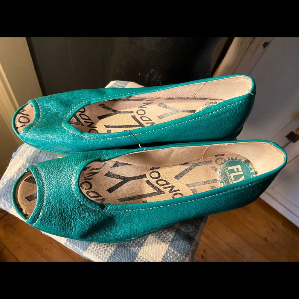 COPY - Fly London wedge open toe blue